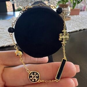 Tory Burch Gold and Black Chain Bracelet